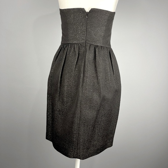 MILLY of New York Black Strapless Dress Size 2 shimmering with metallic thread - Picture 3 of 8